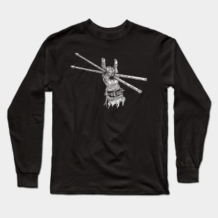 Devil Horns-Drumsticks-Drummer-Rock-Metal-Music Long Sleeve T-Shirt